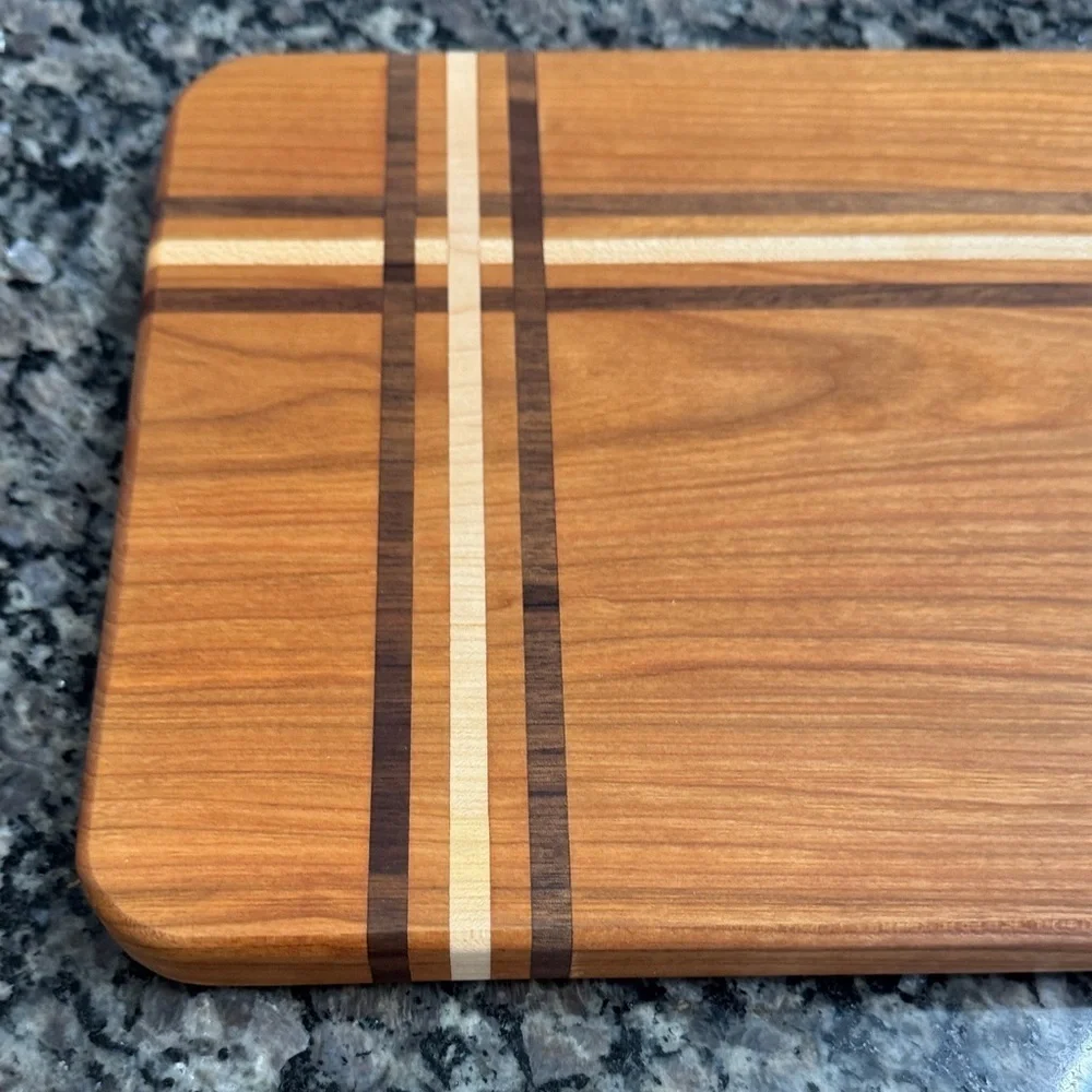 Wooden Cutting Board with Striped Design NEW